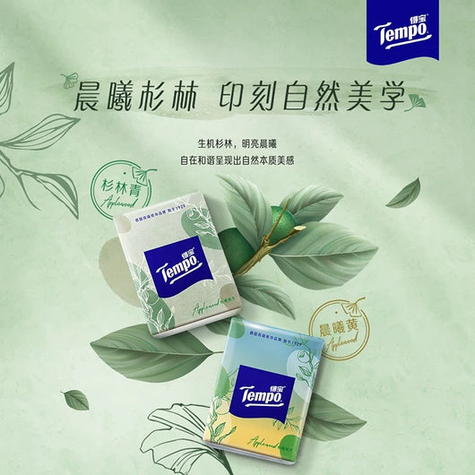 Tempo Mini Pocket Tissues 12 small packs Fir green fruit wood fragrance